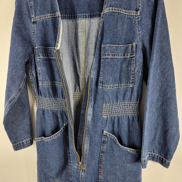 Madewell Patch Pocket V Neck Staight Ankle Zip Up Denim Jumpsuit Coveralls - Picture 6 of 12